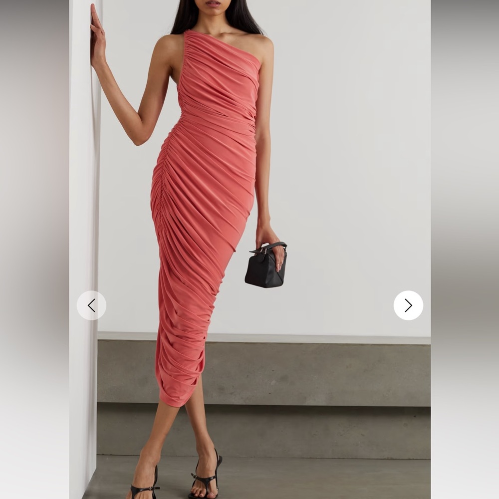 Norma Kamali Diana One Shoulder Dress Papaya